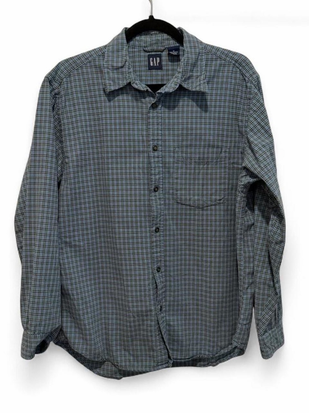 Vintage GAP Men’s Blue Yellow Plaid Button-Down Shirt Medium